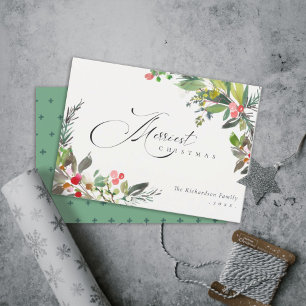 Cartes Pour Fêtes Annuelles Holly Berry Pin Rouge Vert Noël le plus joyeux