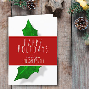Cartes Pour Fêtes Annuelles Holly Berry Plante Rouge Famille Noël heureux