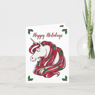 Cartes Pour Fêtes Annuelles Holly Berry Unicorn
