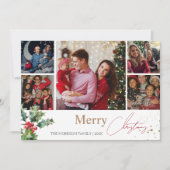Cartes Pour Fêtes Annuelles Holly Branches 5 photo collage Noël (Devant)