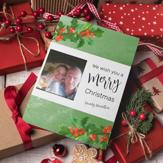 Cartes Pour Fêtes Annuelles Holly Branches Joyeux appartement de Noël