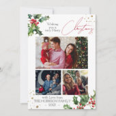 Cartes Pour Fêtes Annuelles Holly Branches photo collage Noël (Devant)