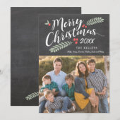 Cartes Pour Fêtes Annuelles Holly et Berries Joyeux Noël (Devant / Derrière)