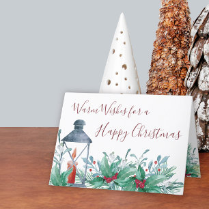 Cartes Pour Fêtes Annuelles Holly et Gui Aquarelle Traditionnelle Pliée