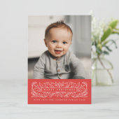 Cartes Pour Fêtes Annuelles Holly Feuilles Joyeux Noël classique Photo (Debout devant)