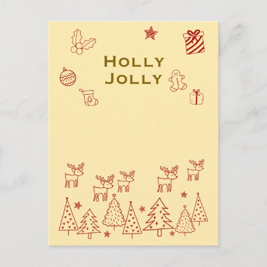 Cartes Pour Fêtes Annuelles 『Holly Jolly』トナカイのかわいいクリスマスカード♡ (Devant)