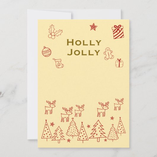 Cartes Pour Fêtes Annuelles 『Holly Jolly』トナカイのかわいいクリスマスカード♡ (Devant)