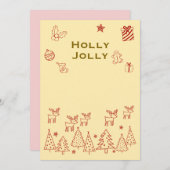 Cartes Pour Fêtes Annuelles 『Holly Jolly』トナカイのかわいいクリスマスカード♡ (Devant / Derrière)