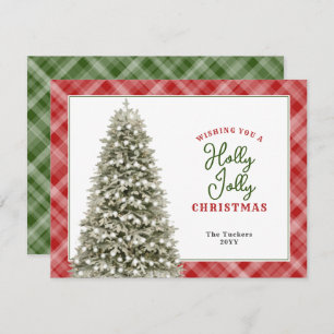 Cartes Pour Fêtes Annuelles Holly Jolly Aquarelle Arbre Plaid Noël