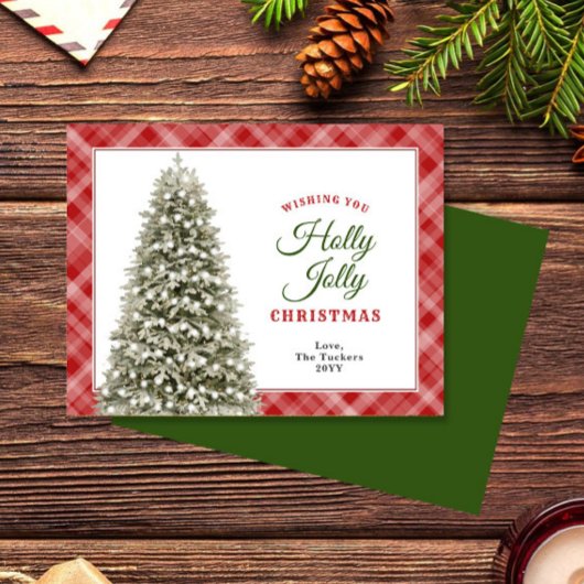 Cartes Pour Fêtes Annuelles Holly Jolly Arbre de Noël Plaid Noël