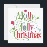 Cartes Pour Fêtes Annuelles Holly Jolly Christmas | Carré de script moderne<br><div class="desc">Envoyez des voeux et des salutations chaleureux à vos proches avec cette carte de vacances mignonne et moderne avec un "Noël Holly Jolly" en typographie stylisée. Souhaitez-vous à tous un joyeux Noël et une bonne année!</div>