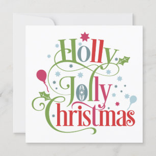 Cartes Pour Fêtes Annuelles Holly Jolly Christmas   Carré de script moderne
