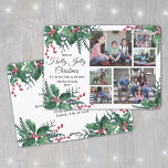 Cartes Pour Fêtes Annuelles Holly Jolly Christmas Greenery 6 Photo Collage<br><div class="desc">Passez un Noël sainte, c'est le meilleur moment de l'année ! Envoyez des salutations joyeux et partagez 6 de vos photos préférées avec une carte de vacances photo collage personnalisée. Tout le texte sur ce modèle est simple à customiser pour inclure n'importe quel libellé, comme Joyeux Noël, Joyeux Fêtes, Joyeuses...</div>
