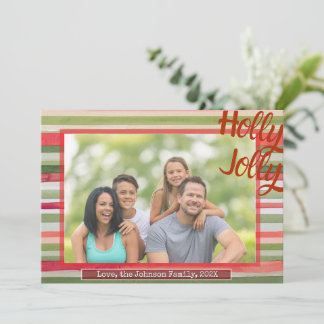 Cartes Pour Fêtes Annuelles Holly Jolly Christmas Photo Card Festive Stripes