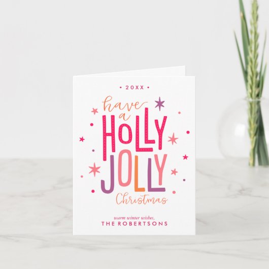 Cartes Pour Fêtes Annuelles Holly Jolly Custom (Devant)