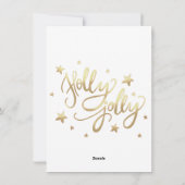 Cartes Pour Fêtes Annuelles Holly Jolly | Élégant script de faux or (Dos)
