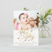 Cartes Pour Fêtes Annuelles Holly Jolly | Élégant script de faux or (Debout devant)