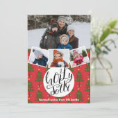 Cartes Pour Fêtes Annuelles Holly Jolly Fun Script Noël Pine Tree Festive (Debout devant)