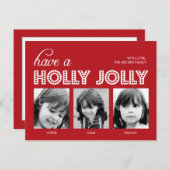 Cartes Pour Fêtes Annuelles Holly Jolly Holiday Photo Card (Devant / Derrière)