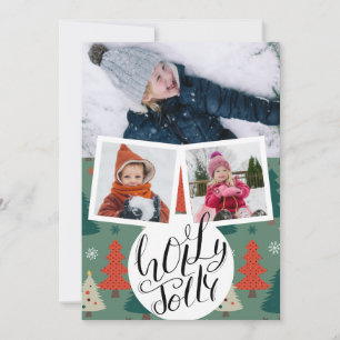 Cartes Pour Fêtes Annuelles Holly Jolly Jolly Script amusant Noël Pine Tree ph