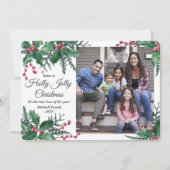 Cartes Pour Fêtes Annuelles Holly Jolly Noël 1 Photo Winter Foliing (Devant)
