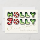 Cartes Pour Fêtes Annuelles Holly Jolly Noël 3D effet vert rouge (Devant)