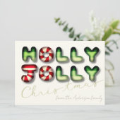 Cartes Pour Fêtes Annuelles Holly Jolly Noël 3D effet vert rouge (Debout devant)