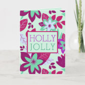 Cartes Pour Fêtes Annuelles Holly Jolly Noël botanique moderne (Devant)
