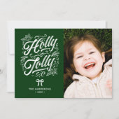 Cartes Pour Fêtes Annuelles Holly Jolly Nom de famille et photo Noël (Devant)