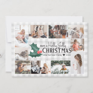 Cartes Pour Fêtes Annuelles Holly Jolly Plaid Photo Collage