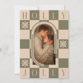 Cartes Pour Fêtes Annuelles Holly Jolly Retro Checker Arch de Noël Photo (Devant)