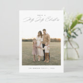Cartes Pour Fêtes Annuelles Holly Jolly Script Minimal Neutral Family Photo (Debout devant)