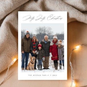 Cartes Pour Fêtes Annuelles Holly Jolly Script Snowy Family Photo de Noël