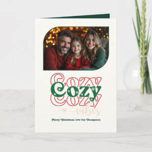 Cartes Pour Fêtes Annuelles Holly Jolly Vibes Retro Photo de Noël