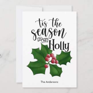 Cartes Pour Fêtes Annuelles Holly Jolly Watercolor Christmas Card