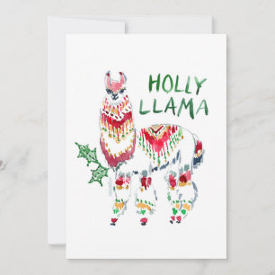Cartes Pour Fêtes Annuelles HOLLY LLAMA Boho Holiday Christmas Flat Card