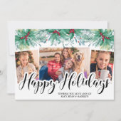 Cartes Pour Fêtes Annuelles Holly Mistletoe 3 Photo Joyeux Joyeux Script de va (Devant)