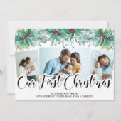 Cartes Pour Fêtes Annuelles Holly Mistletoe 3 Photo Notre premier script de No (Devant)