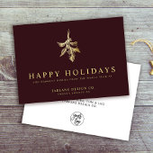 Cartes Pour Fêtes Annuelles Holly moderne | Elegant Gold Red Business