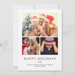 Cartes Pour Fêtes Annuelles Holly moderne   Grille photo Noël Trois