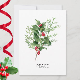 Cartes Pour Fêtes Annuelles Holly Paix Minimaliste