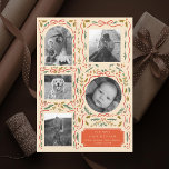 Cartes Pour Fêtes Annuelles Holly Red Ribbon Noël Photo Collage<br><div class="desc">5 zones photo dans différentes orientations; peach "frame" peut être changée en n'importe quelle couleur dans l'éditeur; Choisissez vos propres polices aussi! Ajoutez un message au dos ou plusieurs photos si vous le souhaitez.</div>