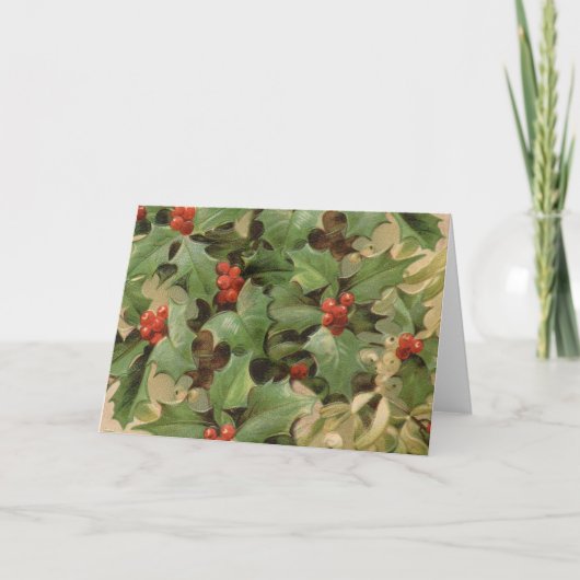 Cartes Pour Fêtes Annuelles Holly Tree Noël Vintage (Devant)