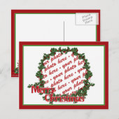 Cartes Pour Fêtes Annuelles Holly Wreath Circle Photo Frame (Devant / Derrière)