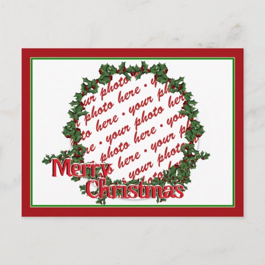 Cartes Pour Fêtes Annuelles Holly Wreath Circle Photo Frame (Devant)
