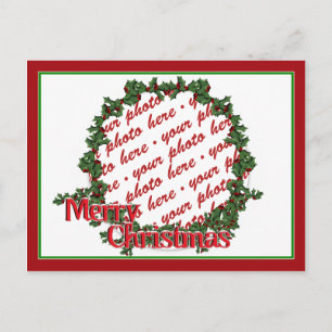 Cartes Pour Fêtes Annuelles Holly Wreath Circle Photo Frame