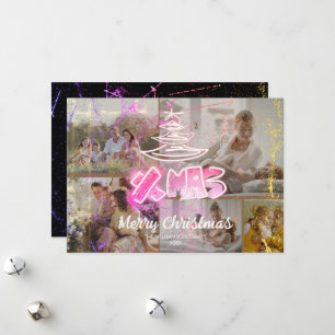 Cartes Pour Fêtes Annuelles Holographique rose Chic Xmas Glow 5 Photos