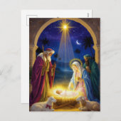 Cartes Pour Fêtes Annuelles Holy Nativity Christmas (Devant / Derrière)