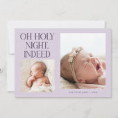 Cartes Pour Fêtes Annuelles Holy Night Indeed Xmas Purple Birth Announcement (Devant)