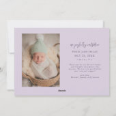 Cartes Pour Fêtes Annuelles Holy Night Indeed Xmas Purple Birth Announcement (Dos)